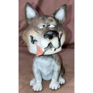 Swibco Bobble Head Wolf Vintage Hand Painted Resin 5”